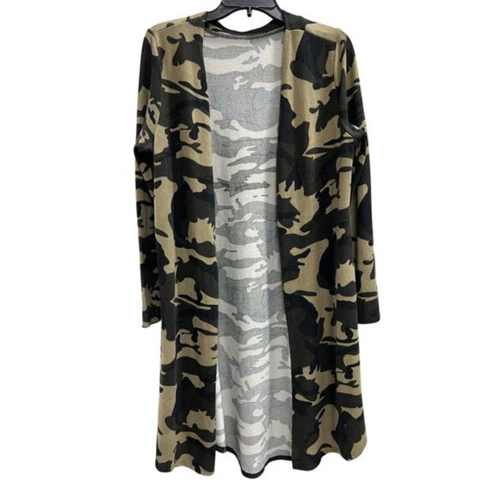 Unbranded camo candle open front duster long cardigan sweater sz L